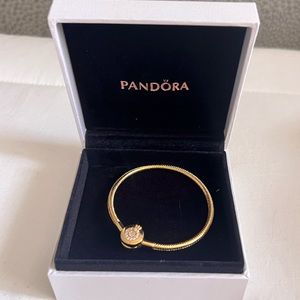 Pandora Moments Sparkling Crown O Snake Chain Bracelet Yellow Gold NEW!